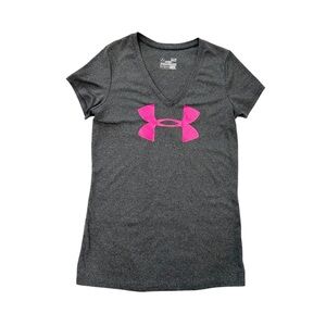 Under Armour Women's Gray Heatgear Semi Fitted Short Sleeve T Shirt